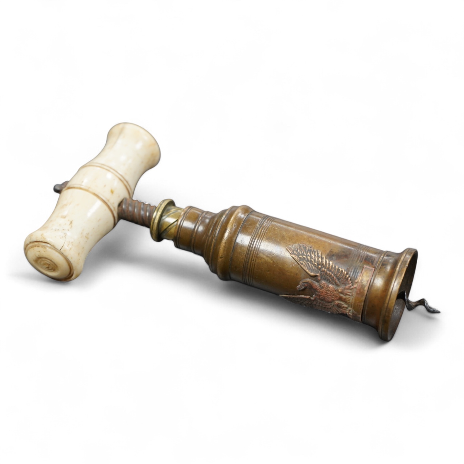 A 19th century Thomason type corkscrew with bone handle